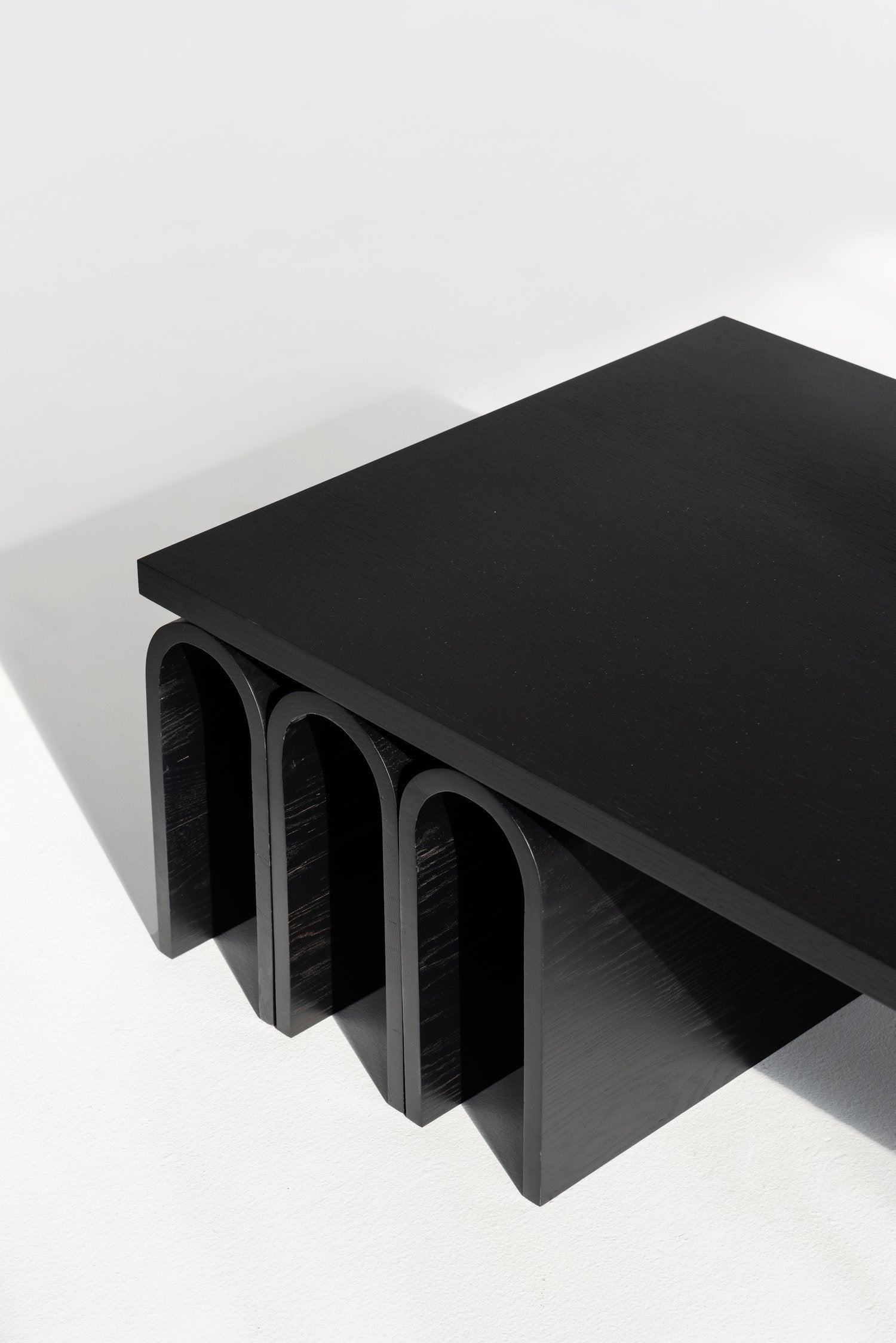 Black metal table on a white background