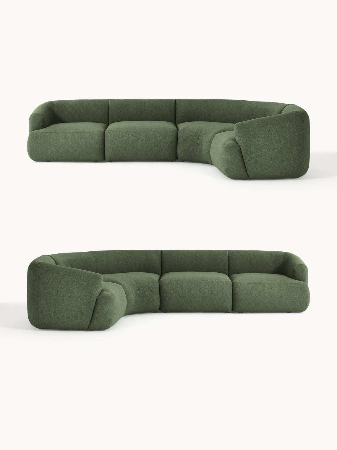 Green modular sofa on a white background
