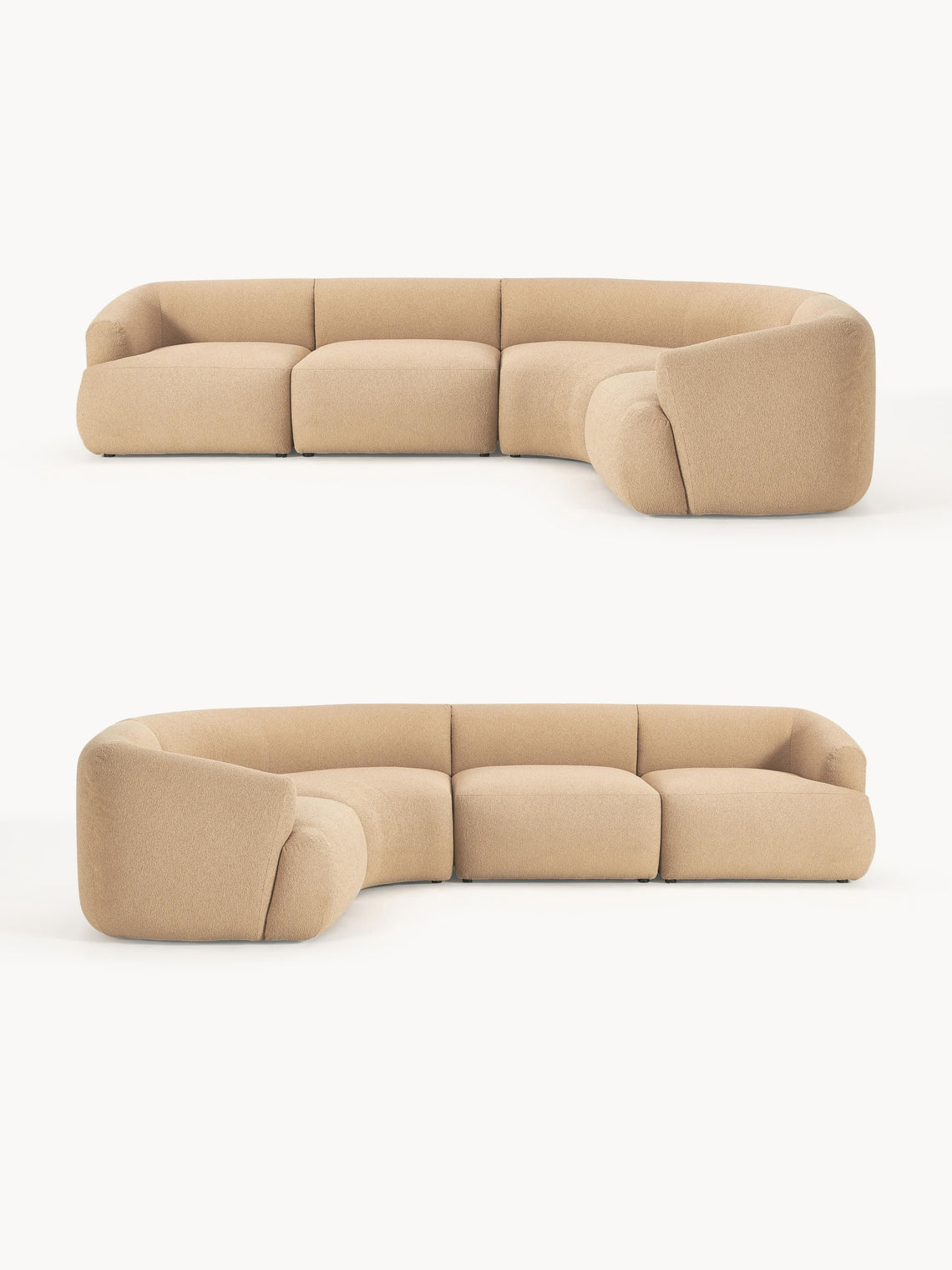 Beige sectional sofa on a white background