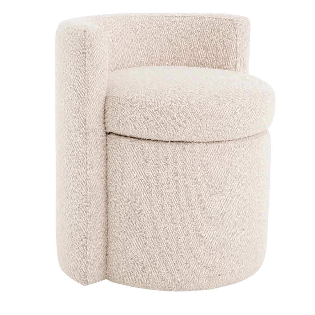 Beige textured armchair on a white background